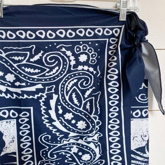 Paisley Blue & White Handkerchief Wrap Midi Skirt S NWT - Picture 11 of 12